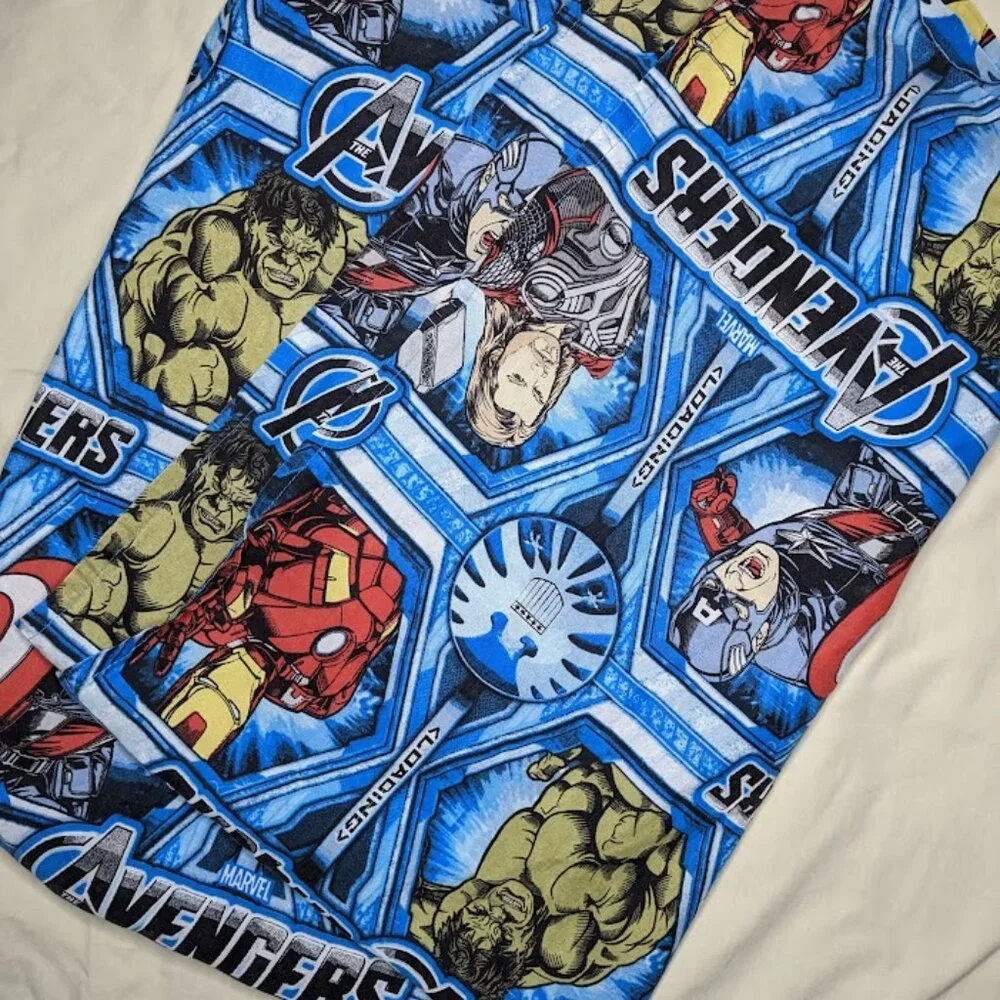 Retro Marvel avengers Blue Print twin flat sheet